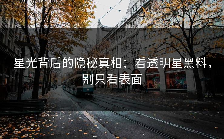 星光背后的隐秘真相：看透明星黑料，别只看表面